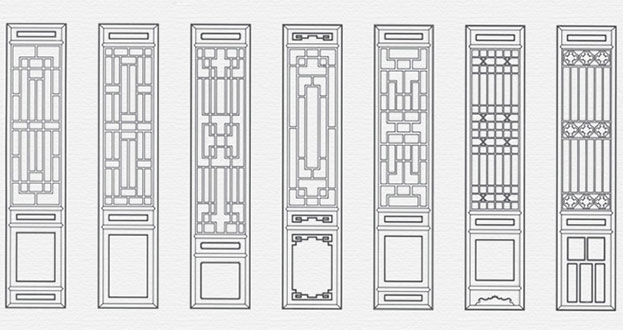 泗水常用中式仿古花窗图案隔断设计图